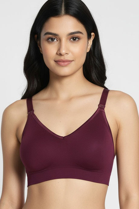 Zivame Unbound Maternity Padded Non Wired 3/4Th Coverage Seamless Nursing Bra - Beet Red — image 5